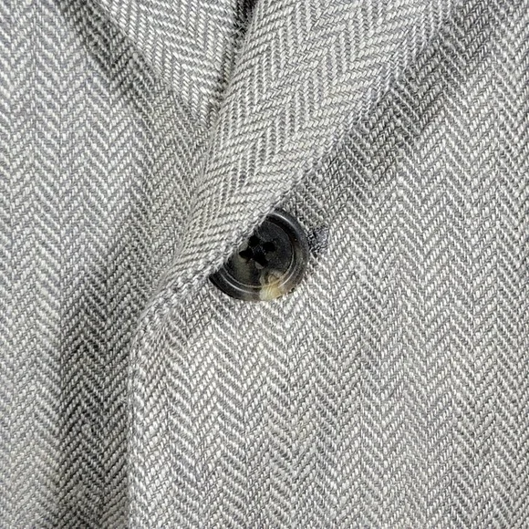 Eddie Bauer Men's Sport Coat Blazer Two Button Beige Herringbone Irish Linen 44R